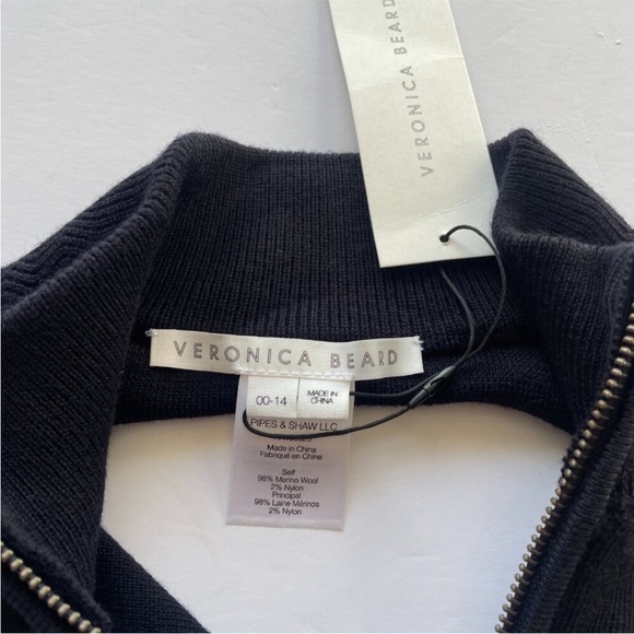 NWOT $278 Veronica Beard Persah Navy white striped wool Dickey jacket insert - Picture 9 of 12